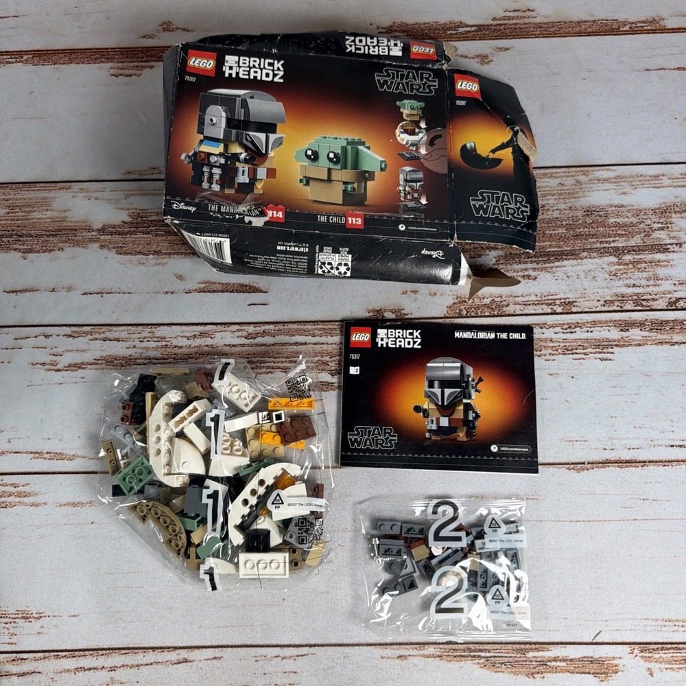 LEGO Star Wars BrickHeadz Mandalorian & Child 75317 Incomplete Bags 1 2 Box - Picture 2 of 2